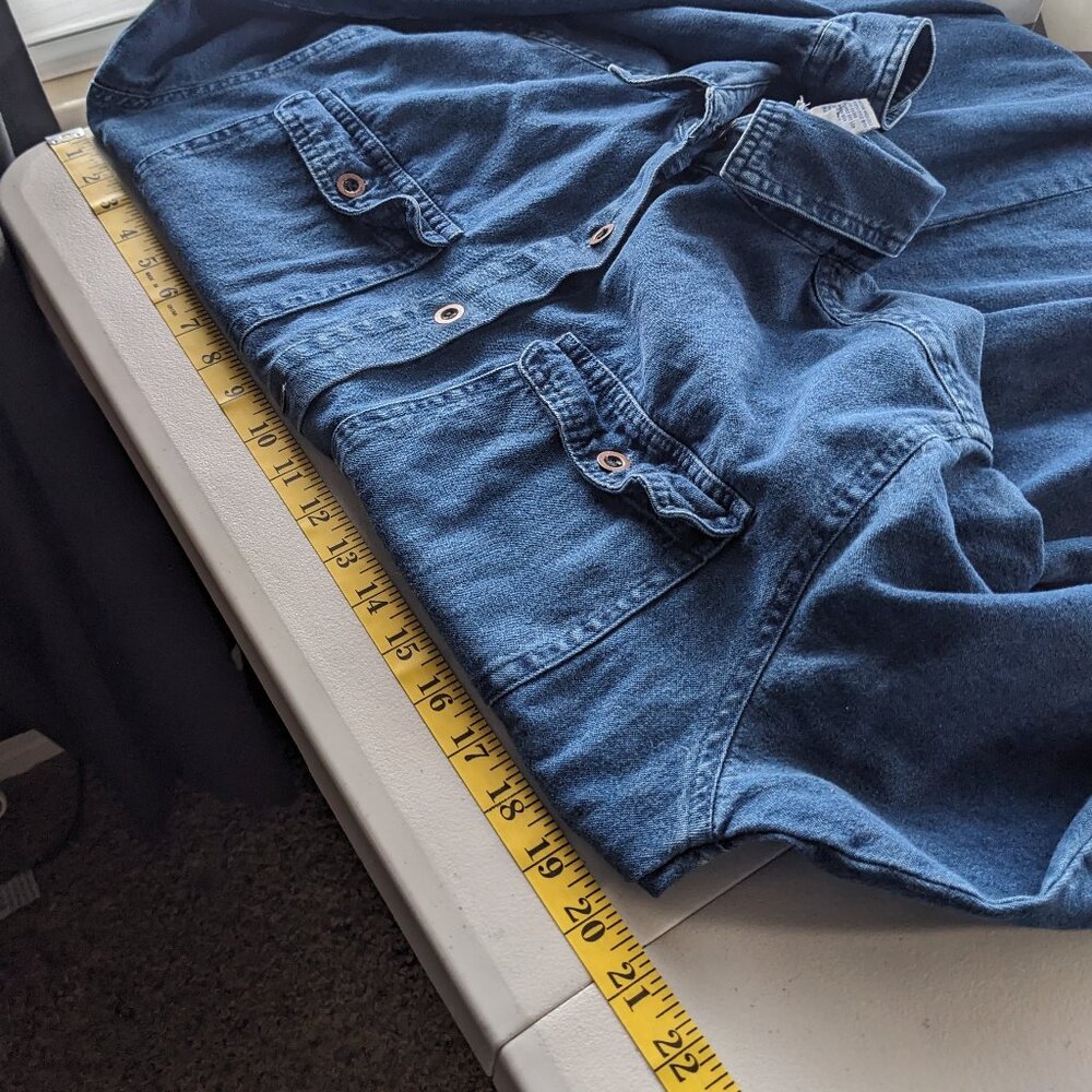 Vintage Bedford Fair denim maxi dress, pockets, long sleeves, button front - Picture 7 of 12